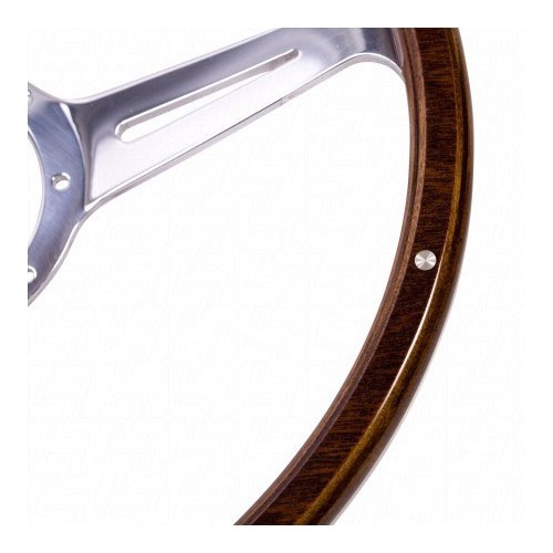  SSP wood rim steering wheel with 3 polished aluminium spokes - 15 inches - RS00833-1 