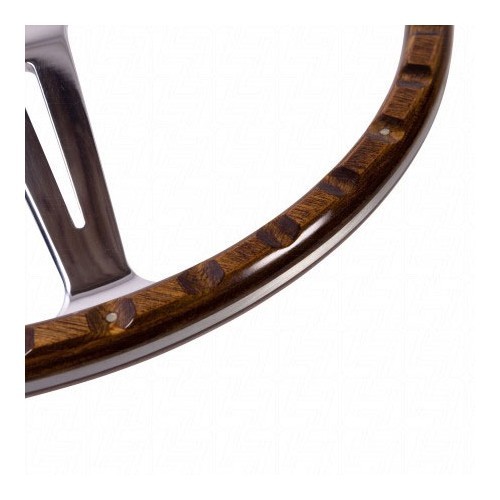  SSP wood rim steering wheel with 3 polished aluminium spokes - 15 inches - RS00833-2 