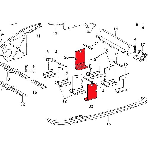 Déflecteur d'air moteur DANSK AVD ou ARG pour Porsche 914/6 (1970-1972) - RS00839
