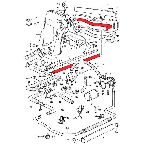  Upper oil tank vacuum breaker hose for Porsche 964 - RS10071-1 