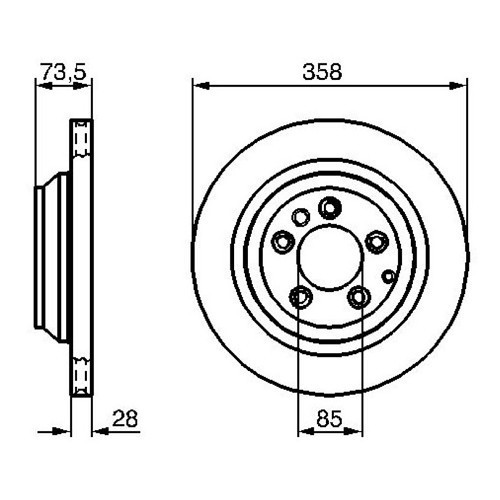 Belüftete 18 BOSCH Bremsscheibe hinten für Porsche Cayenne Typ 9PA (2003-2010) - RS11916