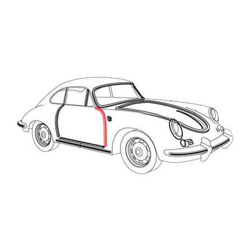 Joint intérieur de porte pour Porsche 356 A, B et C (1956-1965) - RS12511-1 
