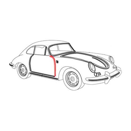  Door seal for Porsche 356 Cabrio, Speedster and Roadster (1950-1965) - RS12514-1 