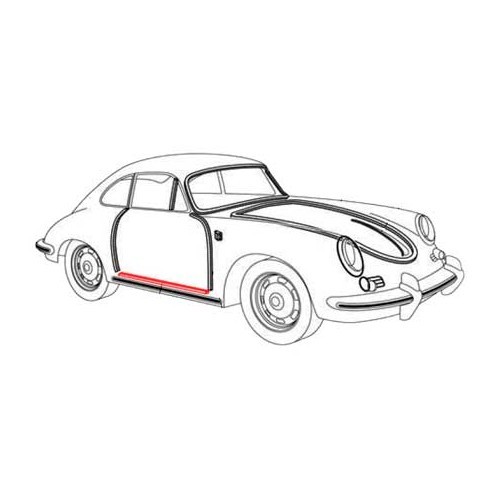  Guarnizione inferiore della portiera per Porsche 356 B e C da 1.6 a 2.0 - RS12517-1 