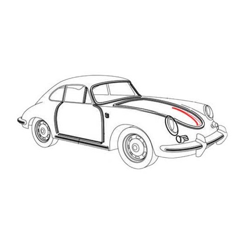  Motorkap handvat pakking voor Porsche 356 B en C (1960-1965) - RS12673-1 
