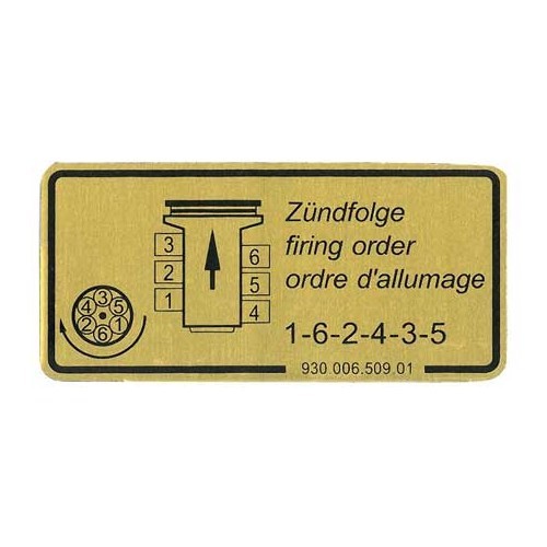     
                
                
    Etiqueta adhesiva que indica la secuencia de encendido para Porsche 911 3.2 - RS13285
