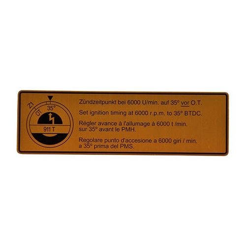     
                
                
    Sticker indicating the ignition point for Porsche 911 T and 914-6 - RS13287
