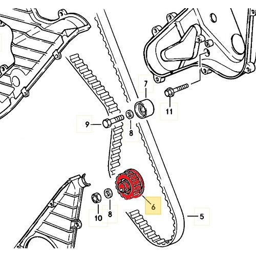 Galet tendeur de courroie de distribution pour Porsche 944 (1982-1986) - RS13429