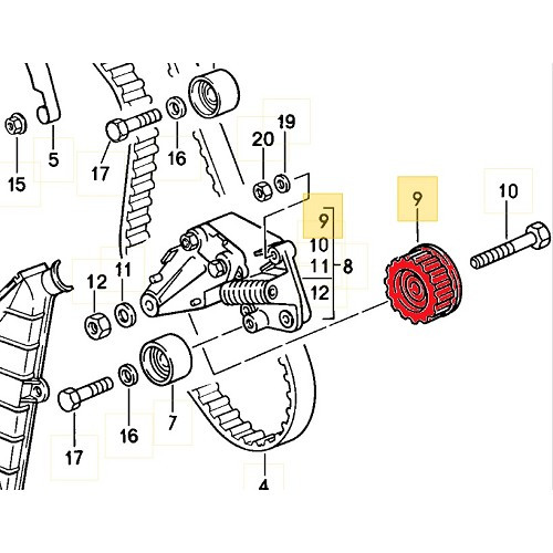 Rullo tenditore della cinghia di distribuzione per Porsche 944 (1987-1991) - RS13436