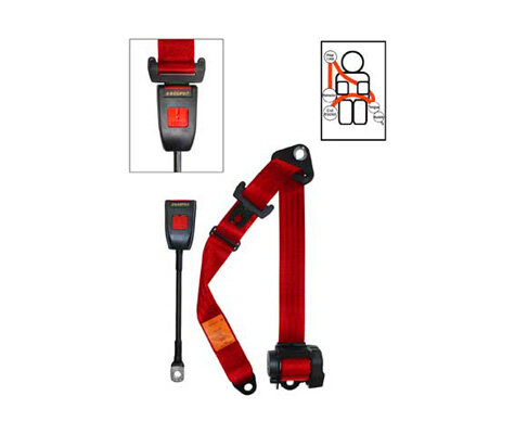 SECURON Static 3-Point Seat Belt – Red (200RED) For Classic Cars & More