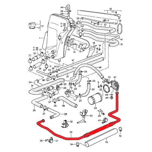  Durite rigide d'huile entre moteur et support de filtre à huile pour Porsche 911 type 964 Carrera - RS64001-1 