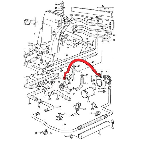  Durite d'huile entre thermostat et support de filtre à huile pour Porsche 911 type 964 Carrera - RS64002-1 