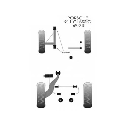 Kit di 4 silentbloc per braccio anteriore Powerflex Black Series per Porsche 911 dal 1969 al 1989 e 914 - RS65092