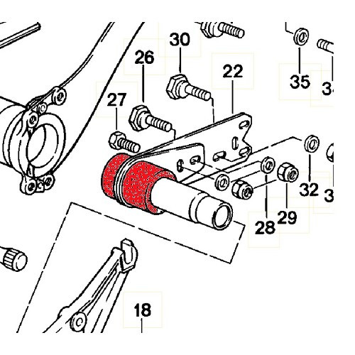 4 rear strut silentblocs for Porsche 924 (1978-1985) - RS91889