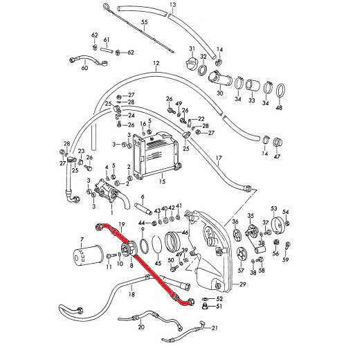 Oil hose from radiator to oil pan for Porsche 911 type F (1965-1971) - RS92688