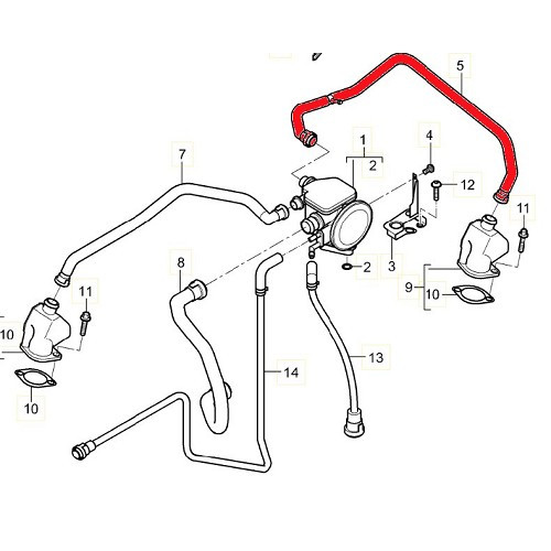 Oil separator pipe cylinder 4, 5 and 6 for Porsche 997 Carrera S and Carrera 4S ph 1 (2005-2008) - RS97002