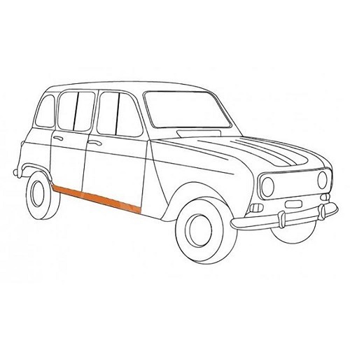  Bas de caisse droit pour Renault 4 (10/1961-01/1994) - RT10084-2 