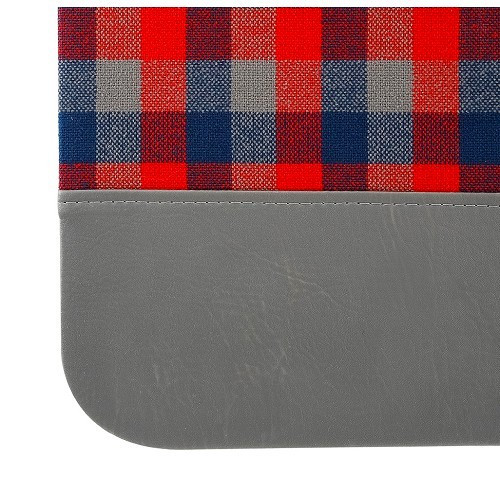  Set of 4 door panels for Renault 4 (07/1982-12/1992) - grey leatherette, red and blue plaid - RT20016-1 