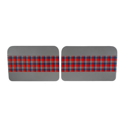  Pair of front door panels for Renault 4 (07/1982-12/1992) - grey leatherette, red and blue plaid - RT20018 
