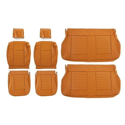  Set of front and rear seat covers for Renault 4 (01/1978-12/1992) - Camel leatherette - RT20030-1 
