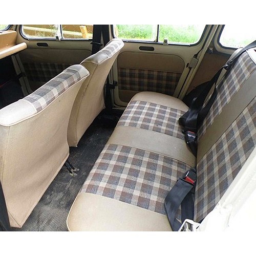  Set of front and rear seat covers for Renault 4 (01/1978-12/1992) - beige and brown skai-tartan fabric - RT20034-1 
