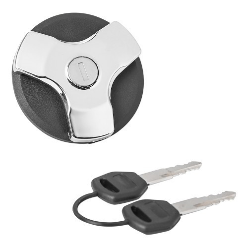  Anti-theft fuel filler cap for Renault 4 (09/1967-12/1993) - black and chrome - RT40165 