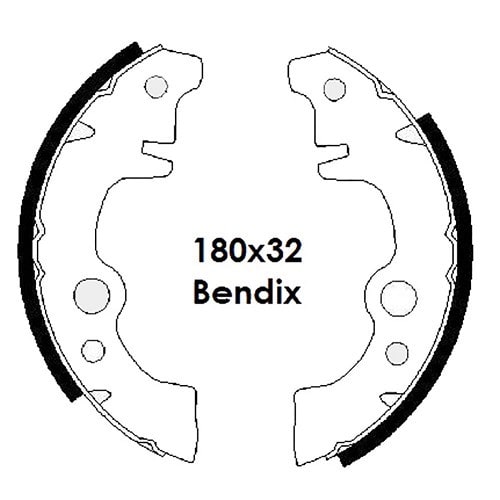  BENDIX remschoenen achter voor Renault 4 (10/1976-12/1993)- 180 mm - RT60070-1 