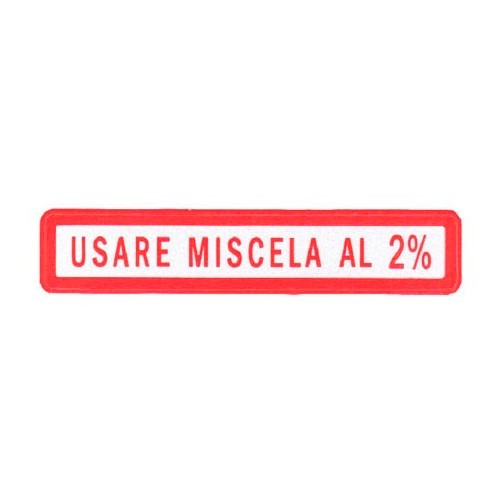  Rótulo vermelho "usare miscela al 2%" Vespa - SC82463 