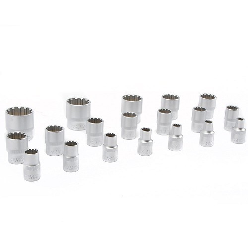  Set of 19 TOOLATELIER sockets 8 to 32 mm in 12 flats - TA00099-2 