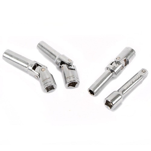  Glow plug sockets with universal joints - square drive: 3/8" - 8 / 10 / 12 mm - TOOLATELIER - TA00103-1 