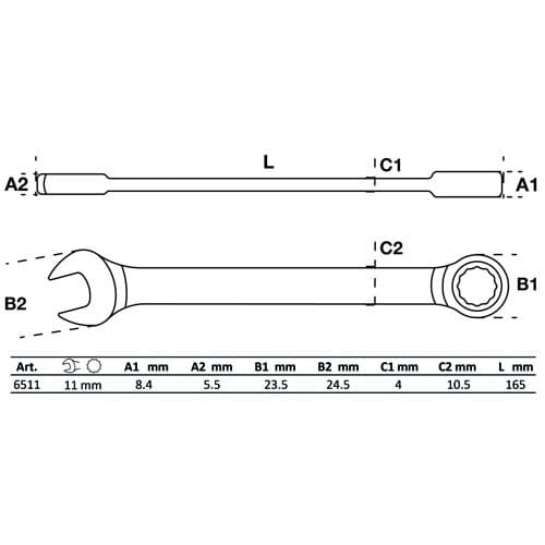  Metrische ratelsleutel - 11 mm - TB00026-1 