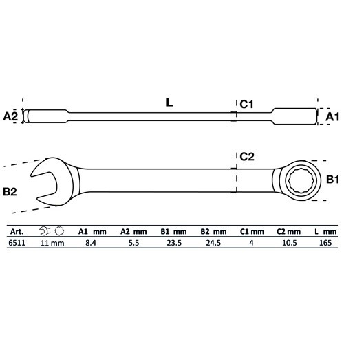  Ringmaulschlüssel mit metrischer Ratsche - 11 mm - TB00026-1 