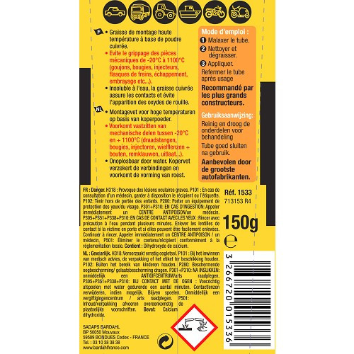 BARDAHL copper grease - tube - 150g - TB00804