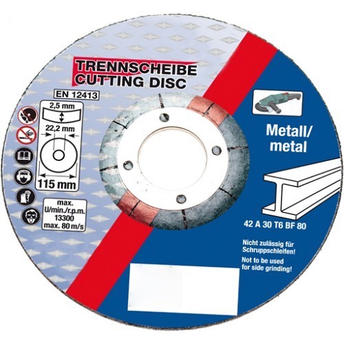  Disco da taglio per metallo tipo 42 diametro 115 mm - TB04911 