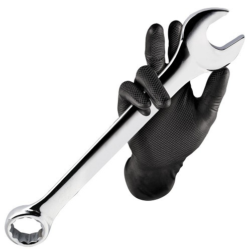     
                
                
    Mechanische Handschuhe aus geschupptem Nitril schwarz oder orange - Größe L pro 50 - TB05171
