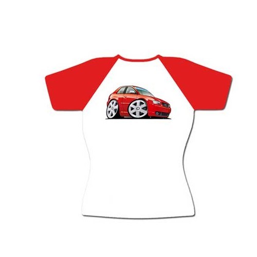  Camiseta de mujer blanca y roja cuello redondo con una A3 roja talla S - TS2WA3RS 