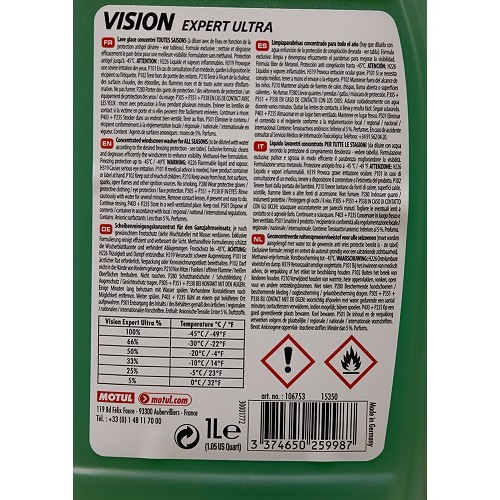  MOTUL Vision Expert Ultra concentrado limpa para-brisas - lata - 1 litro - UA01220-1 