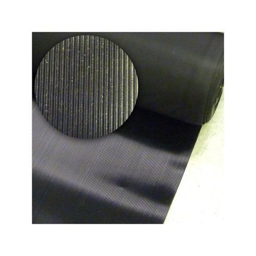  Zwarte rubber vloermatten per meter - Fijne strepen - UA11100 