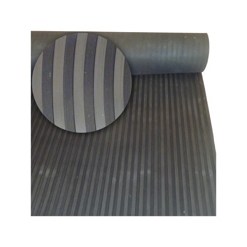  Black rubber floor mats sold by the metre - Wide spaced stripes - UA11104 