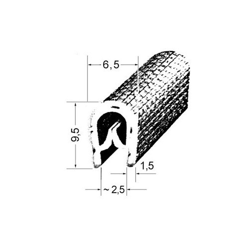  Joint de finition noir en forme de "U" - 6,5 x 9,5 mm - UA13113 