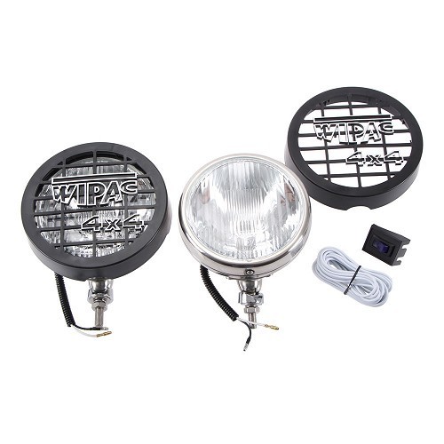 Set of 2 WIPAC auxiliary long-range headlights with 4x4 logo protectors - UA15435