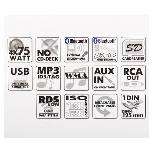  Car radio USB-SD-Bluetooth Caliber RMD 120BT Chrome - UB01250-6 