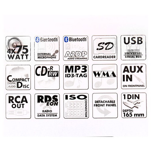 Autoradio USB-SD-Bluetooth-CD Caliber RCD 120BT/B Black Chrome