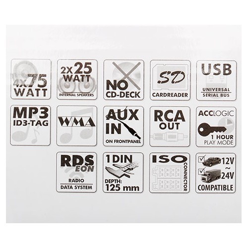  Caliber RMD 213 USB-SD autoradio met 25W ingebouwde luidsprekers - UB01282-6 