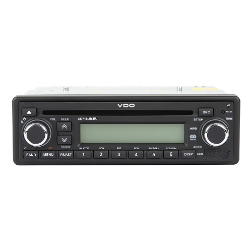 VDO car radio with CD-USB-BLUETOOTH functions in black and blue backlighting - UB01304