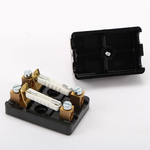 Housing for 2 steatite screw-in fuses - Black - UB08001