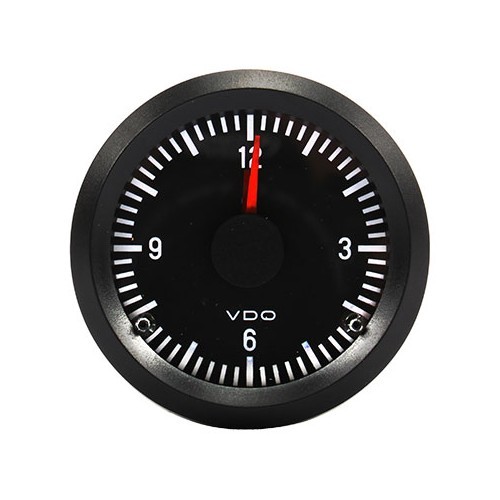  Klok voor het dashboard van VDO met zwarte achtergrond, 12V, diameter 52mm - UB10000 