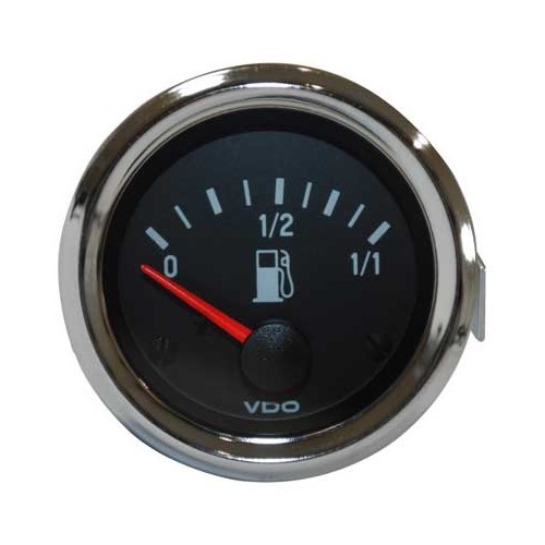  Mostrador VDO para gasolina com fundo preto e rebordo cromado para manómetro tubular - UB10902 