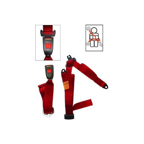  3-point Securon rear red seatbelt - Static - UB38001 