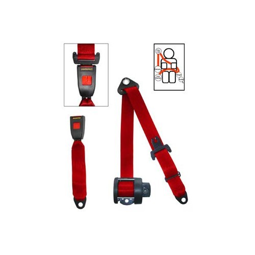  4-point Securon red rear seatbelt with inertia reel - UB38041 